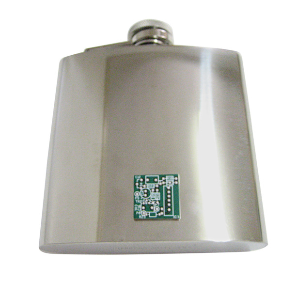 Detailed Computer Circuit Design 6oz Flask - Picture 1 of 1